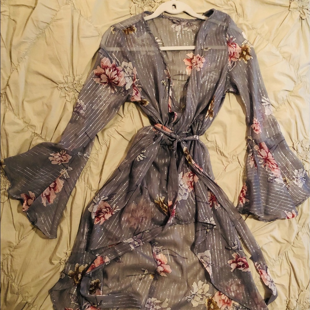 Sheer Flowy high low duster top